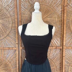 Vibe Black Lace Trim Top